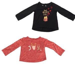🎄 2x Wonderkids Shirt 12M Christmas Red Black Long Sleeve (phlox)